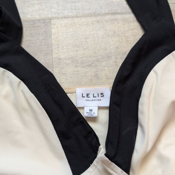 Le Lis Collection Women's Beige Black Stretch Sleeveless One Piece Bodysuit M - Picture 5 of 7